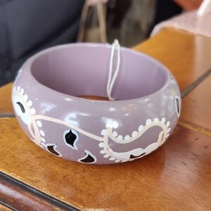 Purple Bangle with White and Black Accents